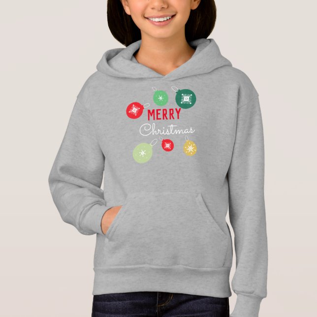 Merry Christmas Snowflakes Ornament Black  Hoodie (Front)