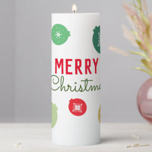 Merry Christmas Snowflakes Ornament Pillar Candle