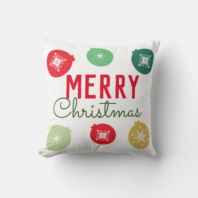 Merry Christmas Snowflakes Ornament  Throw Pillow (Front)