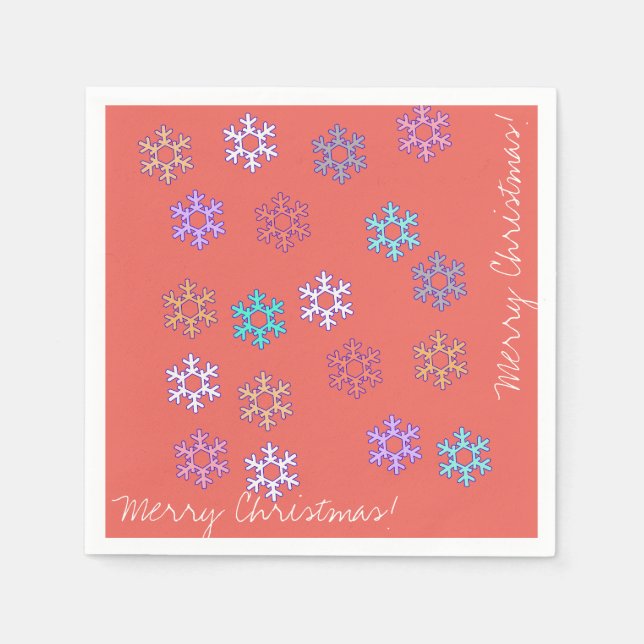 Merry Christmas Snowflakes Paper Napkin (Front)