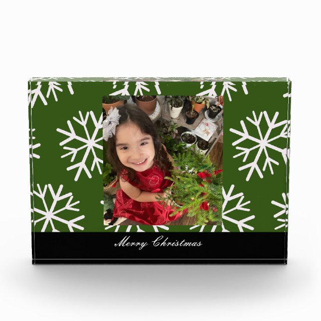 Merry Christmas Snowflakes Photo Script  Block (Front)
