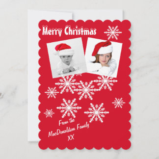 Merry Christmas snowflakes red custom Christmas Holiday Card