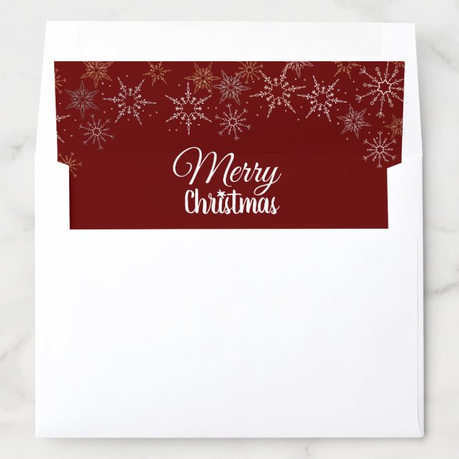 Merry Christmas Snowflakes Red Envelope Liner (In Envelope)