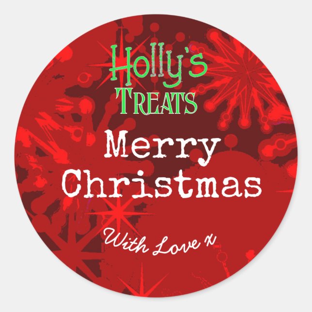 Merry Christmas snowflakes red label (Front)