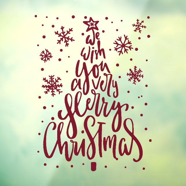 Merry Christmas Snowflakes  rustic calligraphy Window Cling (Sheet 3)