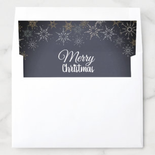 Merry Christmas Snowflakes Slate Gray Envelope Liner