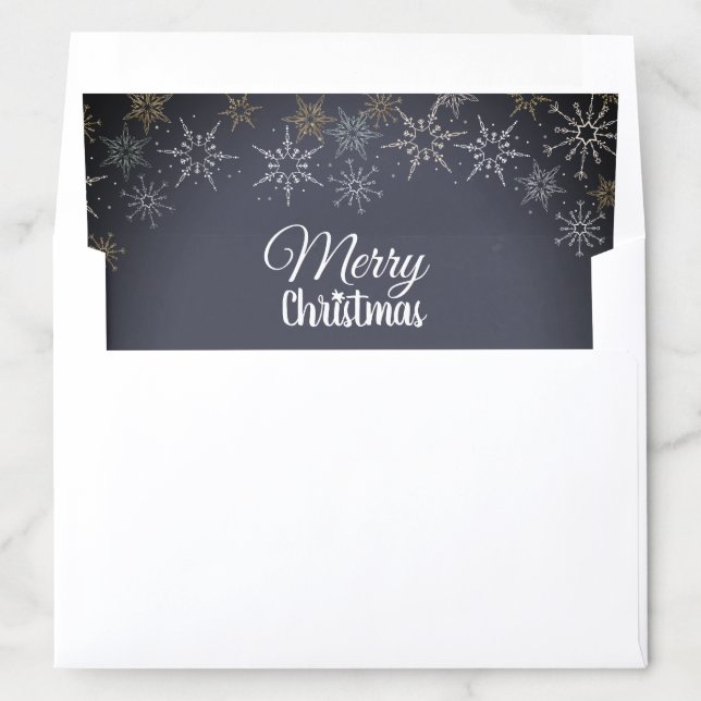 Merry Christmas Snowflakes Slate Gray Envelope Liner (In Envelope)