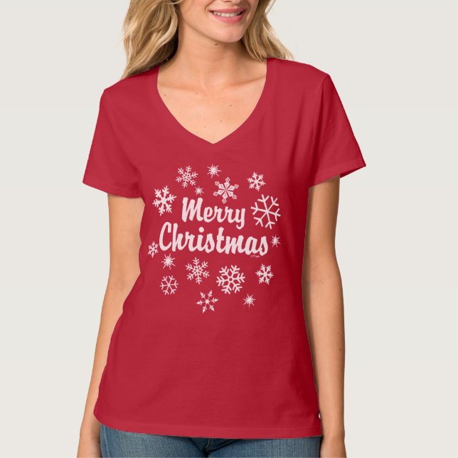 Merry Christmas Snowflakes T-Shirt (Front)