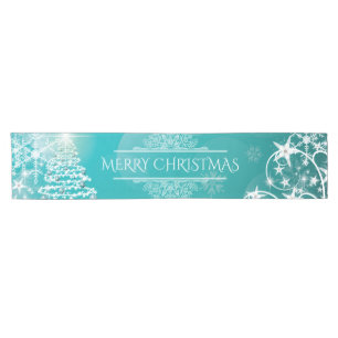 Merry Christmas Snowflakes Tree Flowers & Stars Short Table Runner