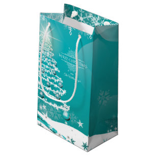 Merry Christmas Snowflakes Tree Flowers & Stars   Small Gift Bag