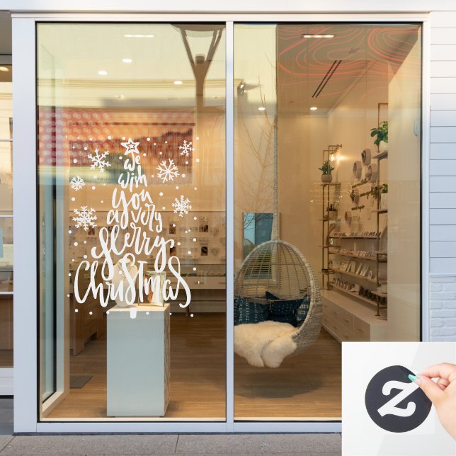 Merry Christmas Snowflakes  Window Cling (Store Window)