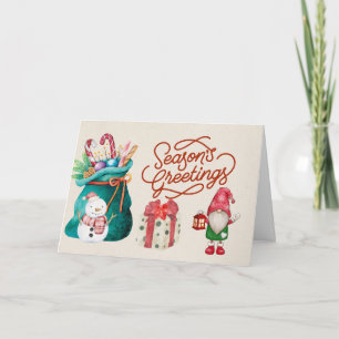 Merry Christmas Snowman and Gnome  Card