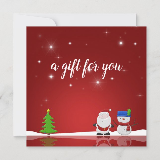 Merry Christmas Snowman and Santa Gift Card (Front)