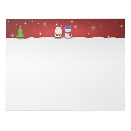 Merry Christmas Snowman and Santa Notepad