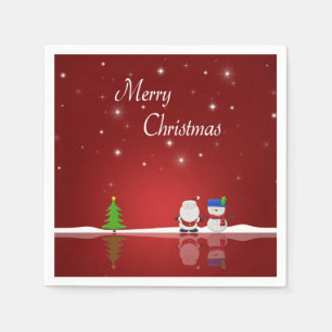 Merry Christmas Snowman and Santa Paper Napkins