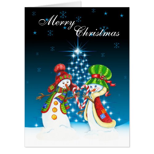 Merry Christmas Snowman and Snow_Woman in Love BIG Card