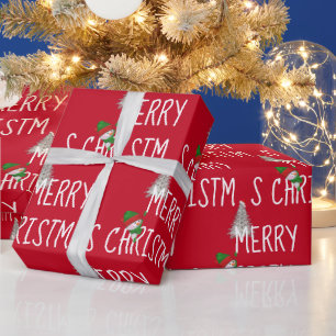 Merry Christmas Snowman and Tree Wrapping Paper