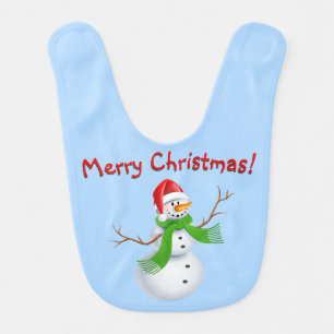 Merry Christmas Snowman Baby Boy Baby Bib
