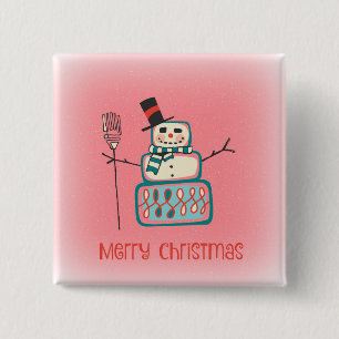Merry Christmas Snowman Button