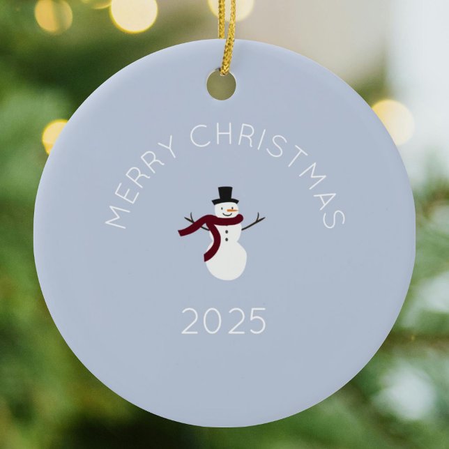 Merry Christmas Snowman Ceramic Ornament (Creator Uploaded)