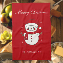 Merry Christmas Snowman Custom Family Name Festive