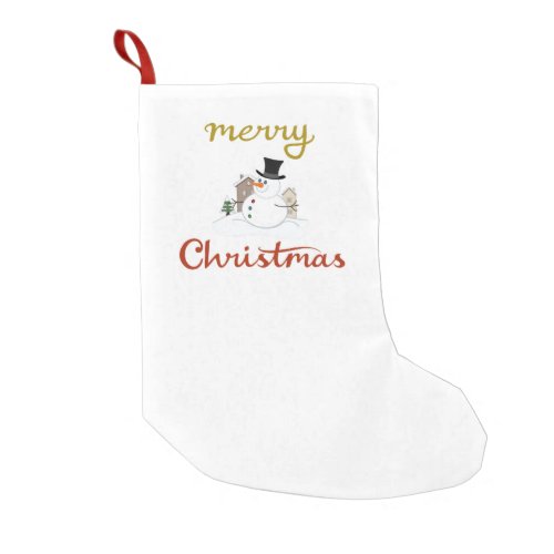 Merry ChristmasSnowman Design Small Christmas Stocking