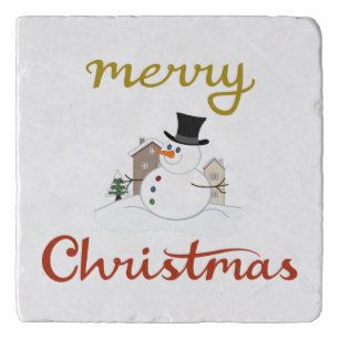 Merry Christmas+Snowman Design Trivet