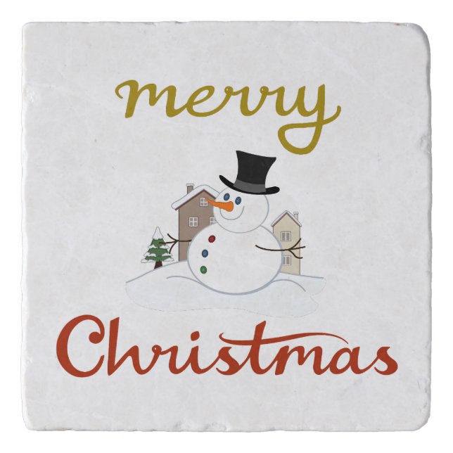 Merry Christmas+Snowman Design Trivet (Front)