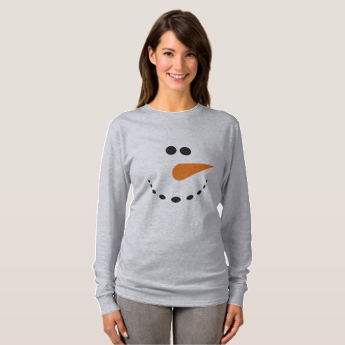 Merry Christmas snowman face winter holiday design T_Shirt