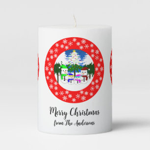 Merry Christmas! Snowman Family Pillar Candle