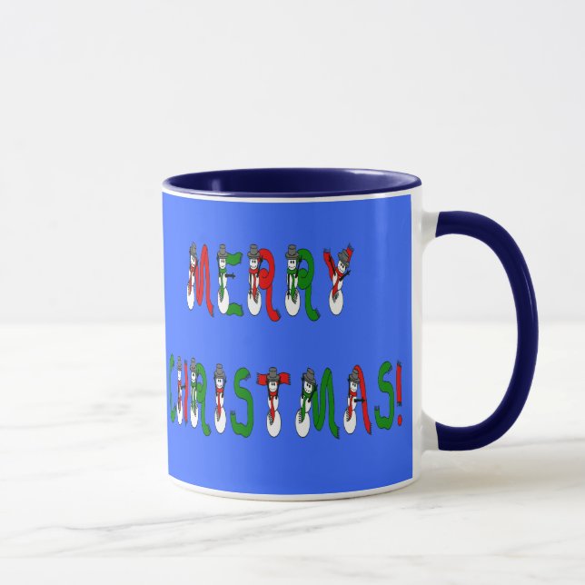 Merry Christmas Snowman Font Mug (Right)