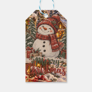 Merry Christmas Snowman Gift Tags