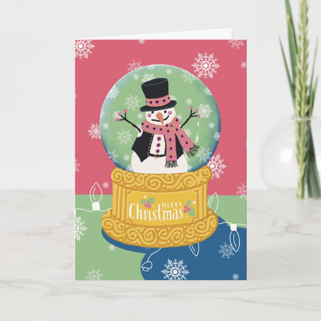 Merry Christmas Snowman Globe Card (Front)