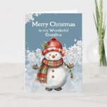Merry Christmas Snowman Grandma Card<br><div class="desc">A snowman's smile,  so warm and bright, 
Just like our friendship,  pure delight.
C
Merry Christmas,  my dear Grandma
May our laughter never end.</div>