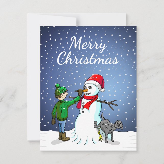 Merry Christmas Snowman Holiday Card (Front)
