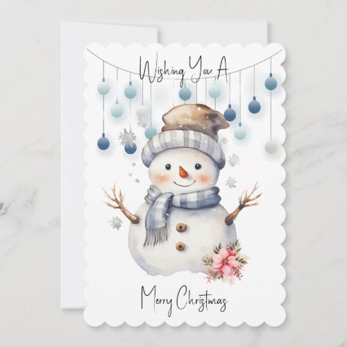 Merry Christmas Snowman Holiday Card
