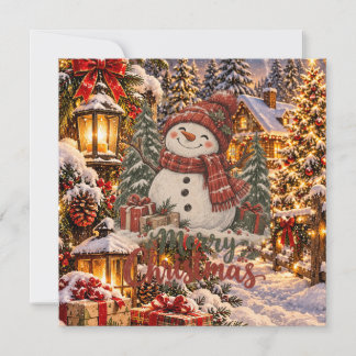 Merry Christmas Snowman Holiday Card