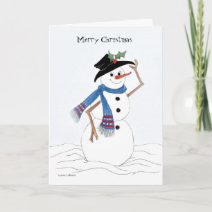Merry Christmas Snowman Holiday Card