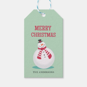 Merry Christmas Snowman Holiday Gift Tag
