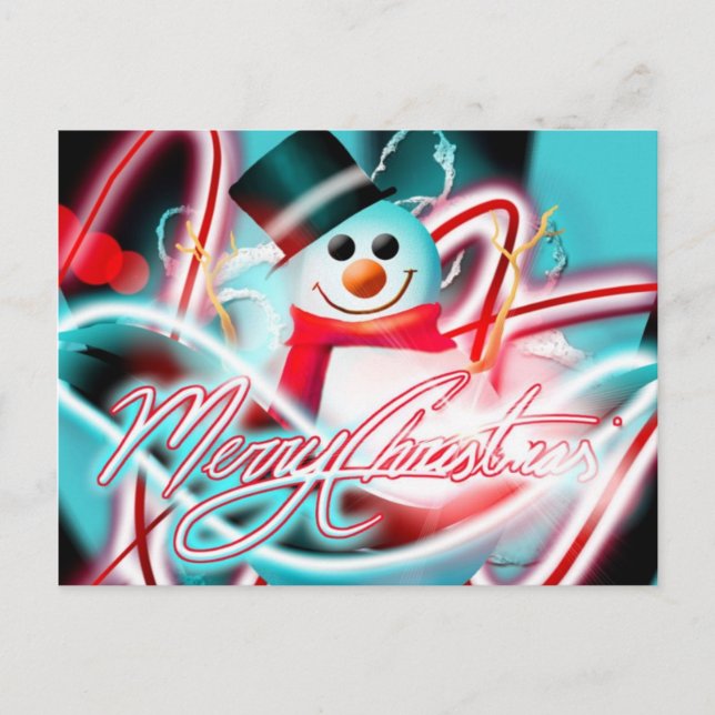Merry Christmas snowman Holiday Postcard (Front)