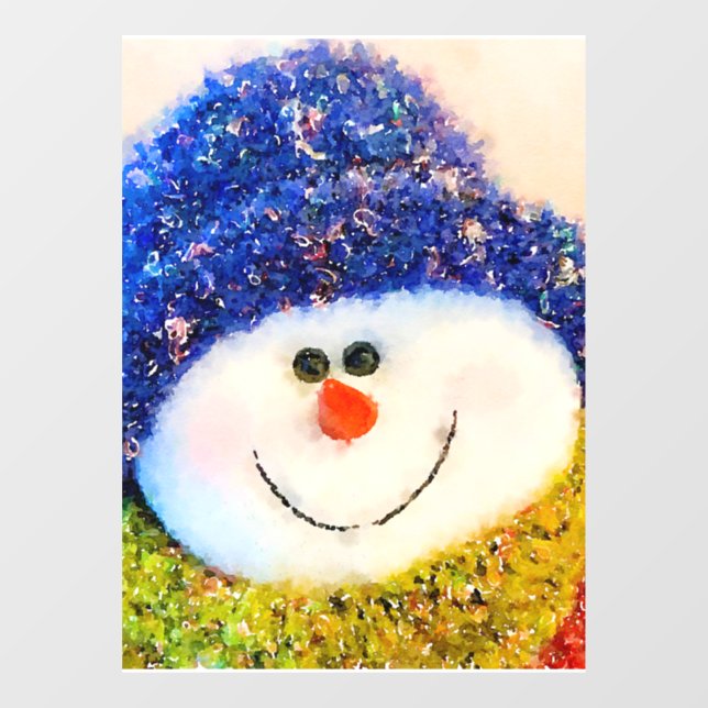 Merry Christmas Snowman Holiday  Window Cling (Sheet)
