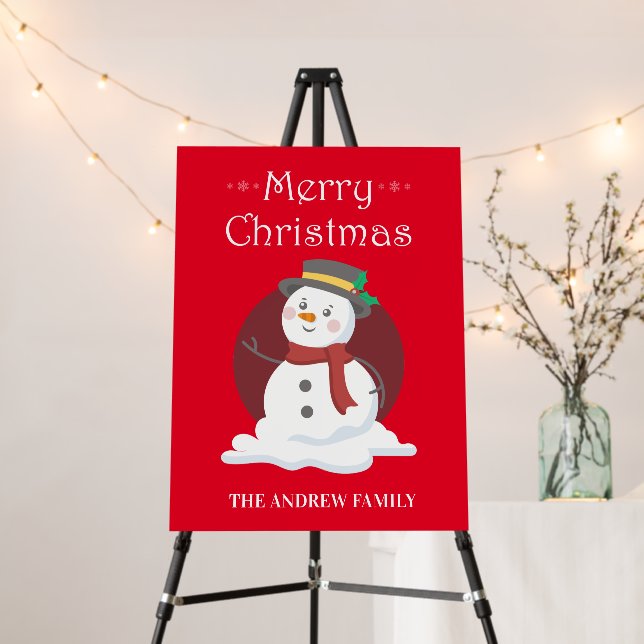 Merry Christmas Snowman Holidays Custom Backdrop Foam Board (In Situ (Stand))