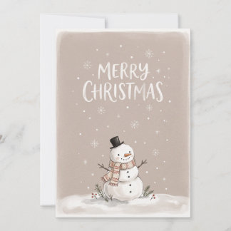 Merry Christmas Snowman Illustration Holiday Card
