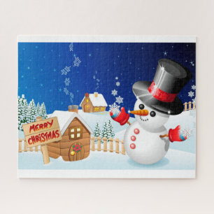 Merry Christmas Snowman Jigsaw Puzzle