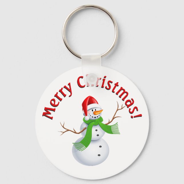 Merry Christmas Snowman Keychain (Front)
