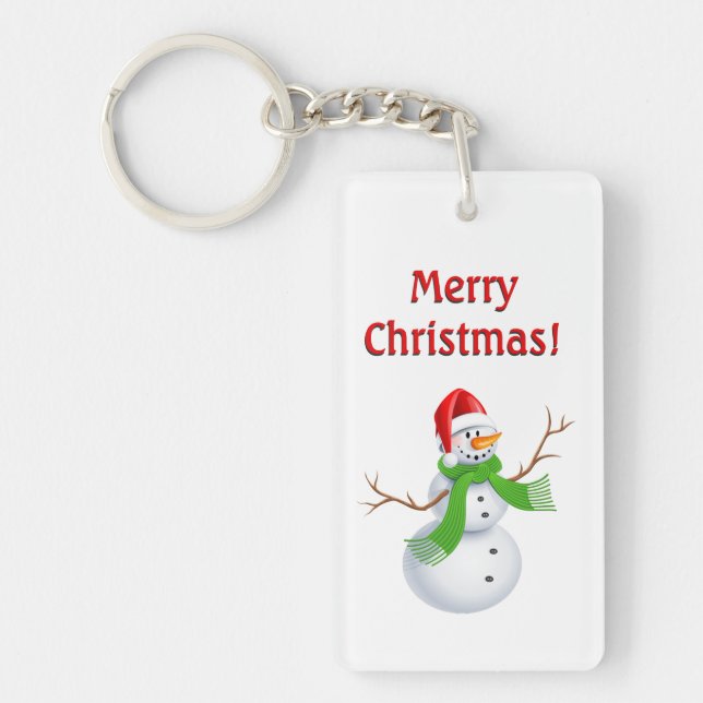 Merry Christmas Snowman Keychain (Front)