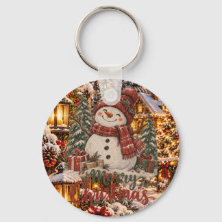 Merry Christmas Snowman Keychain