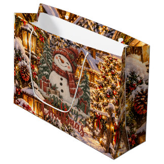 Merry Christmas Snowman Large Gift Bag