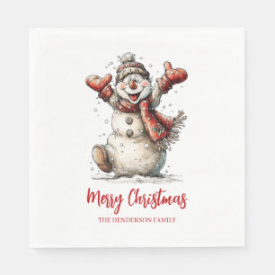 Merry Christmas Snowman Napkins