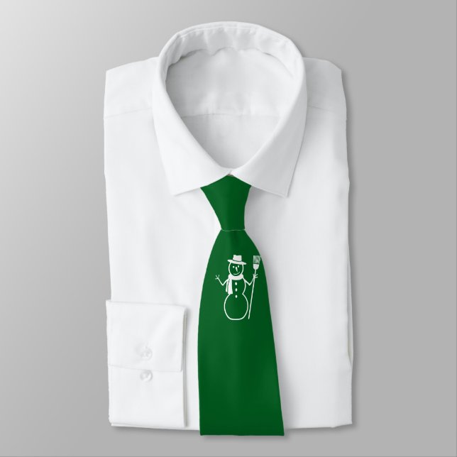 MERRY CHRISTMAS SNOWMAN  NECK TIE (Tied)